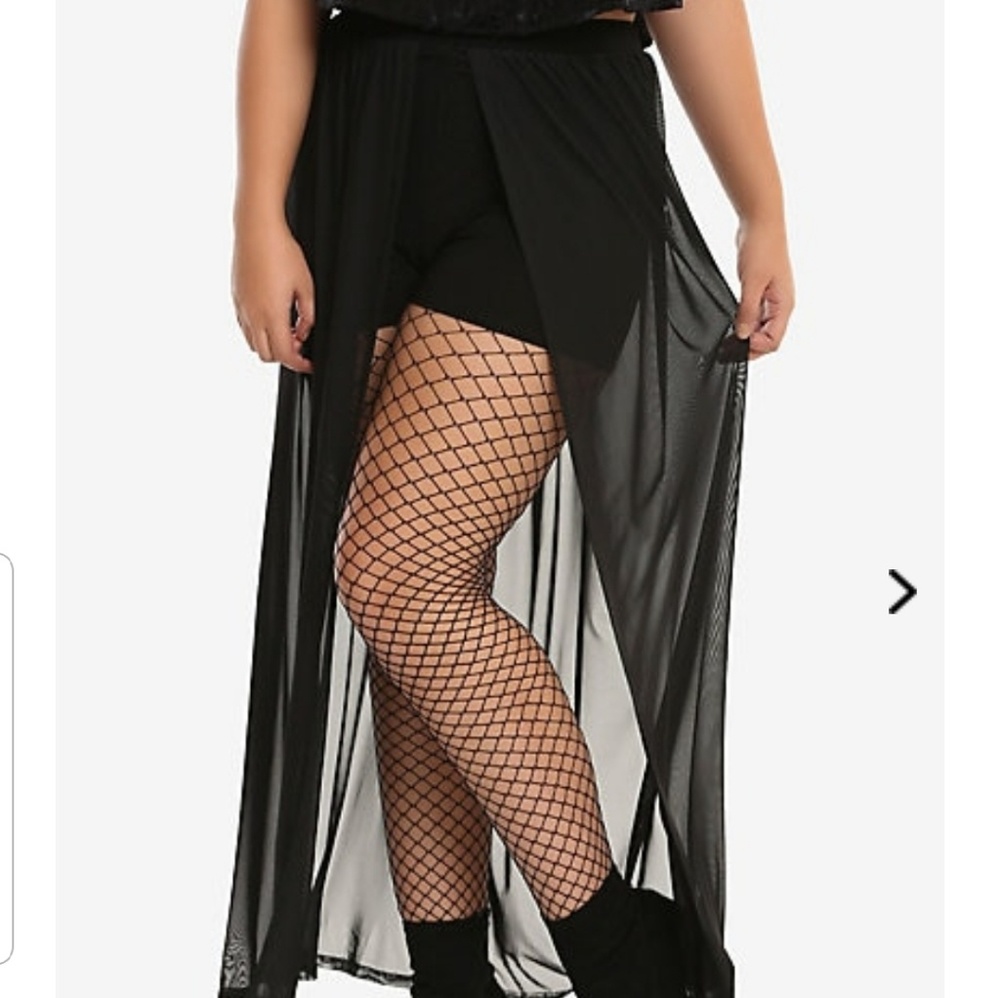 Black Mesh Layered Maxi Shorts